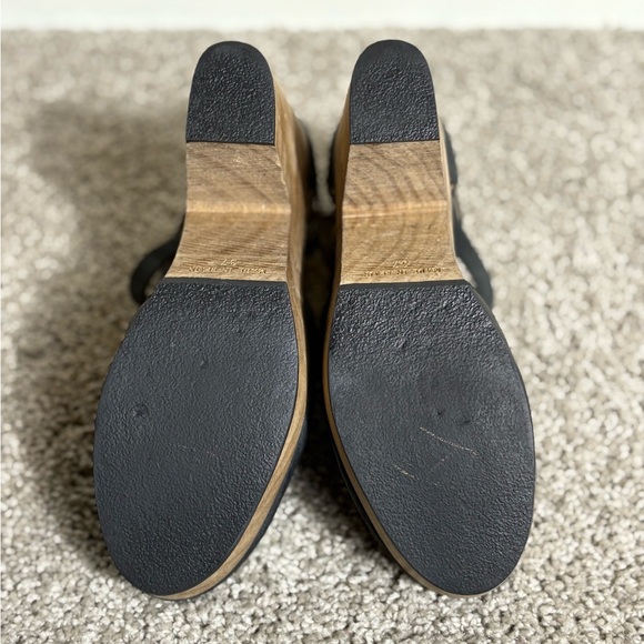 Free People Cedar Leather Buckle Platform Wood Clogs Black Leather 37 Black - Picture 8 of 11